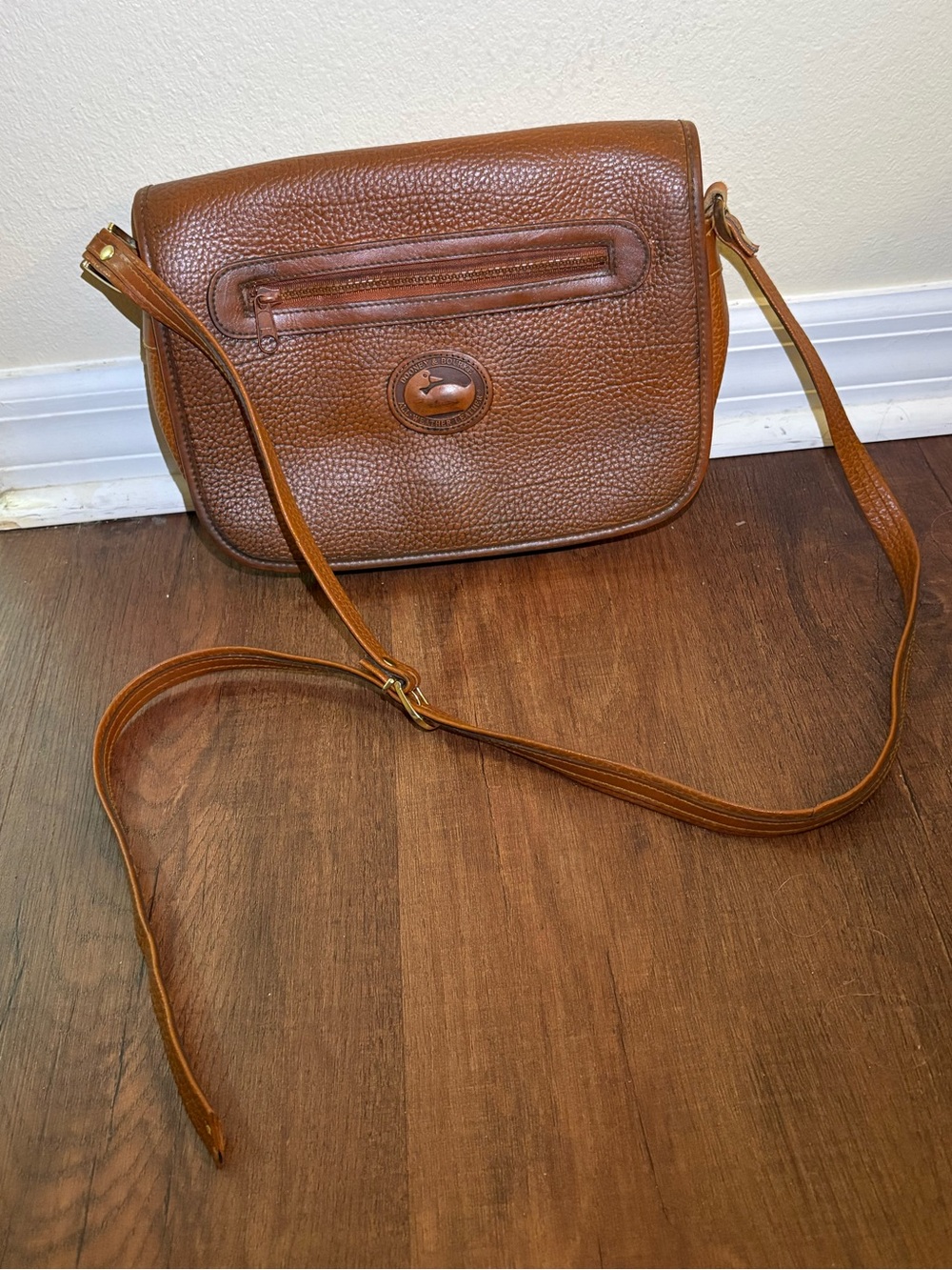 Vintage Dooney & Bourke All Weather Leather Brown Crossbody Shoulder Bag